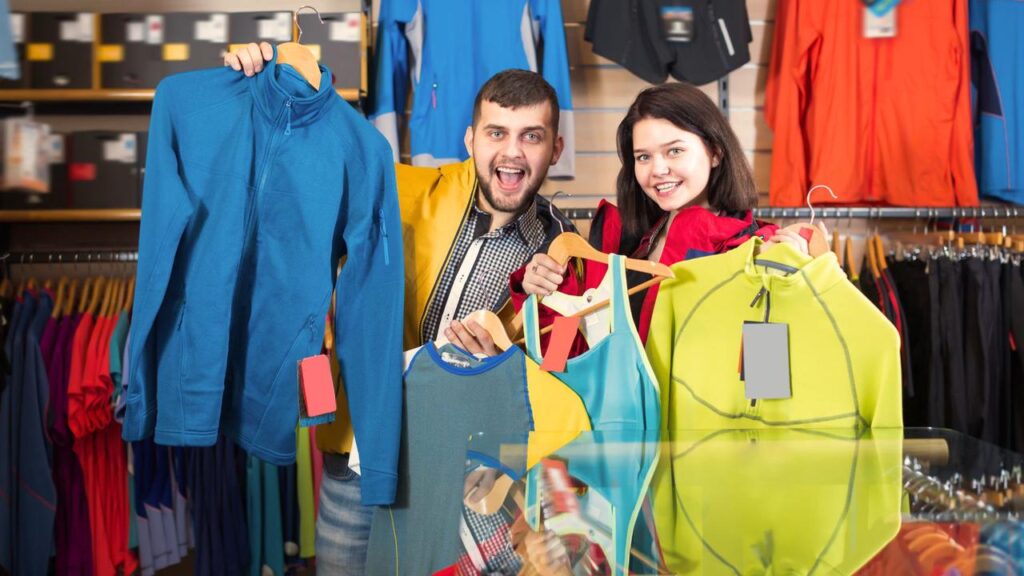 A couple purchasing wholesale sports apparel