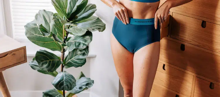 A woman wearing a running underwear brief